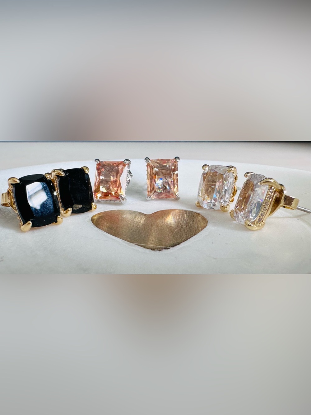 ✨Bomb Party Simply Studs Lot of 3 Gold & Rhodium Plated CZ Earrings mix